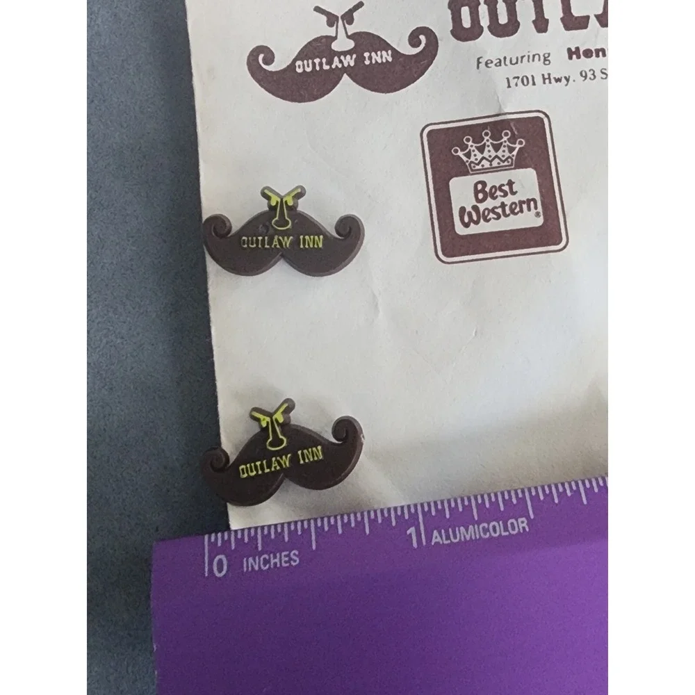Vintage OUTLAW INN Mustache Lapel Pin Hat Pin Tie Tack Button FREE $HIPPING!!